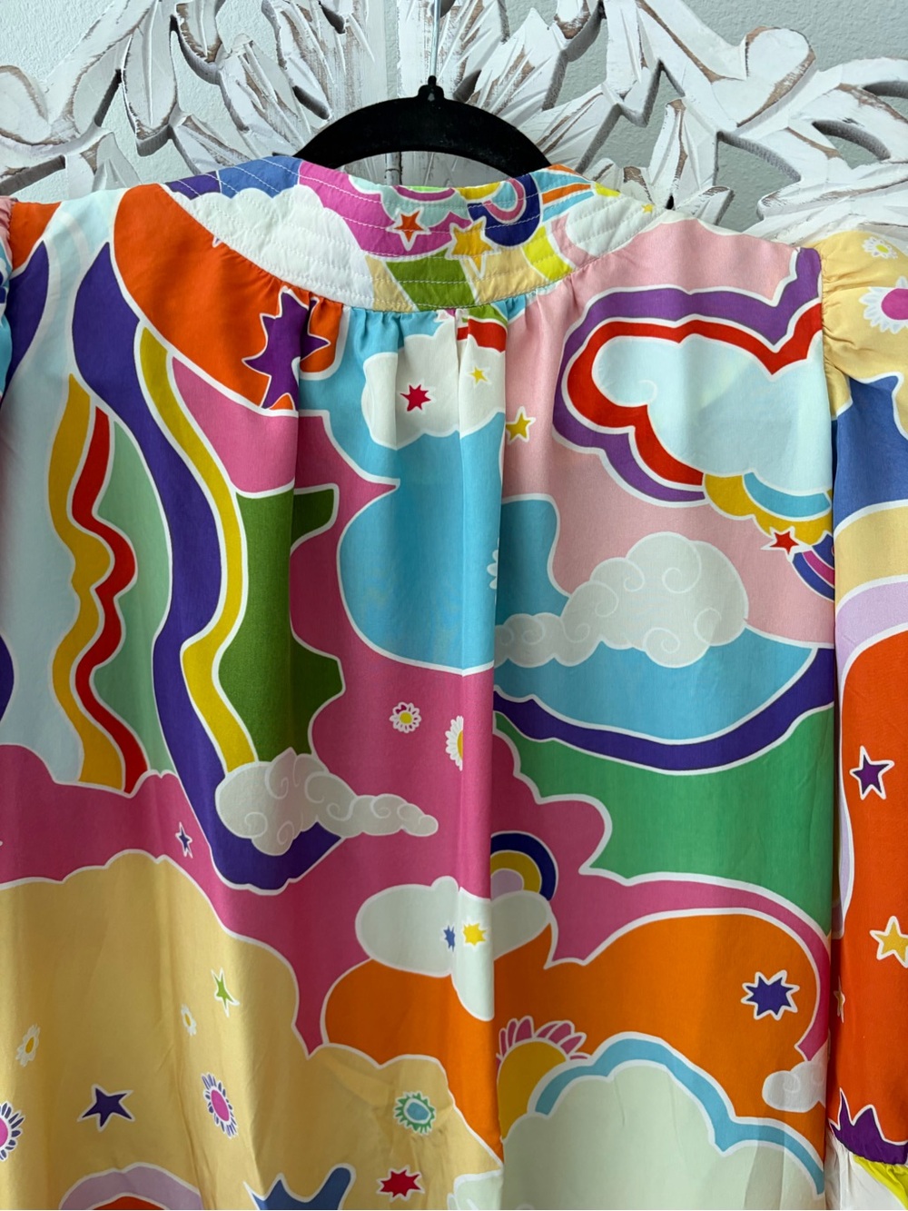 CeliaB Multicolor Retro Print Midi Dress Yellow, Green, Orange, Blue, Pink Sz S - Picture 3 of 5